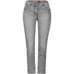 Graue Casual Slim Fit Jeans mit Reißverschluss aus Denim für Damen 