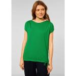Reduzierte Grüne Unifarbene Casual Kurzärmelige CECIL U-Boot-Ausschnitt T-Shirts aus Jersey für Damen Größe XS 