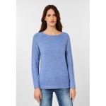 Hellblaue Gepunktete Langärmelige CECIL Rundhals-Ausschnitt Rundhals-Pullover für Damen Größe XS 