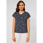 Blaue Gestreifte Kurzärmelige CECIL Rundhals-Ausschnitt T-Shirts aus Jersey für Damen Größe XL 