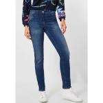 Blaue Unifarbene CECIL Scarlett Jeans mit Stickerei mit Reißverschluss aus Denim für Damen 