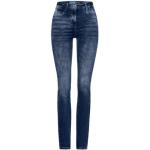 Reduzierte Blaue Gepunktete CECIL Slim Fit Jeans mit Reißverschluss aus Denim für Damen 