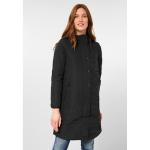 Schwarze Gepunktete CECIL Damensteppmäntel & Damenpuffercoats mit Reißverschluss aus Polyester mit Kapuze Größe XS 
