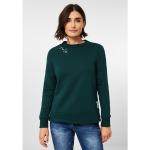 Grüne Bestickte Casual Langärmelige CECIL Rundhals-Ausschnitt Damensweatshirts aus Baumwolle mit Kapuze Größe XL 