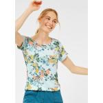 Reduzierte Bunte Kurzärmelige Blumen CECIL Rundhals-Ausschnitt T-Shirts aus Viskose für Damen Größe XXL 