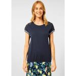 Blaue Casual Kurzärmelige CECIL Rundhals-Ausschnitt T-Shirts aus Jersey für Damen Größe XS 