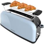Cecotec Vertikaler Toaster 1 Langschlitz Toastin' time 850 Blue Long, 850 W, 2 Scheiben Brot, 3,8 cm breiter Schlitz, Brötchenaufsatz und Krümelschublade, Edelstahl, Blau