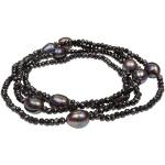 Schwarze Elegante Lange Ketten aus Kristall mit Echte Perle für Damen 