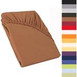 Schokoladenbraune CelinaTex Spannbettlaken & Spannbetttücher aus Jersey maschinenwaschbar 140x200 