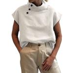Weiße Unifarbene Kurzärmelige Rollkragen T-Shirts für Damen Größe 3 XL für den für den Sommer 