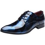 Blaue Lack-Optik Business Outdoor Schuhe aus Leder für Herren Größe 43 für den für den Winter 