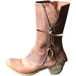 Braune Bestickte Trichterabsatz Cowboy-Boots & Cowboystiefeletten mit Schnürsenkel aus Lammfell Gefüttert für Damen Größe 38 für den für den Sommer 