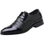 Schwarze Lack-Optik Business Hochzeitsschuhe & Oxford Schuhe mit Schnürsenkel aus Veloursleder für Herren Größe 43 für den für den Sommer 