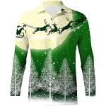 Grüne Batik Vintage Bio Herrenjeanshemden mit Weihnachts-Motiv mit Glitzer aus Flanell Größe M Große Größen Weihnachten für den für den Sommer 