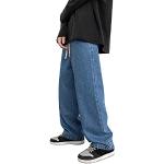 Hellblaue Hip Hop Ripped Jeans & Zerrissene Jeans mit Knopf aus Denim für Herren Größe 5 XL 