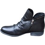 Schwarze Vintage Spitze Ankle Boots & Klassische Stiefeletten mit Schnürsenkel in Breitweite aus Veloursleder Gefüttert für Damen Größe 42 für den für den Winter 
