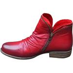 Rote Ankle Boots & Klassische Stiefeletten mit Reißverschluss aus Leder für Damen Größe 40 für den für den Winter 