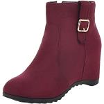 Rote High Heel Stiefeletten & High Heel Boots mit Schnürsenkel aus Lammfell Gefüttert für Damen Größe 37 für den für den Winter 