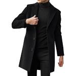 Schwarze Unifarbene Wasserdichte Atmungsaktive Maxi Trenchcoats lang mit Knopf aus Lammfell für Herren Übergrößen für den für den Winter 