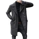 Graue Unifarbene Wasserdichte Winddichte Maxi Trenchcoats lang mit Schnalle aus Leder für Herren Größe 3 XL für den für den Herbst 