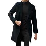 Schwarze Unifarbene Wasserdichte Winddichte Trenchcoats lang mit Schnalle aus Lammfell mit Kapuze für Herren Größe 3 XL für den für den Herbst 