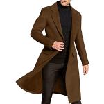 Braune Unifarbene Winddichte Trenchcoats lang mit Schnalle aus Wolle für Herren Größe M für Zeremonien für den für den Herbst 