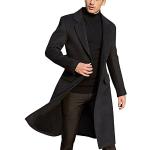 Schwarze Unifarbene Winddichte Trenchcoats lang mit Schnalle aus Kunstfell für Herren Größe XL für den für den Herbst 