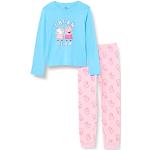 Blaue Peppa Wutz Lange Kinderschlafanzüge mit Schweinemotiv aus Baumwolle für Mädchen für den für den Winter 
