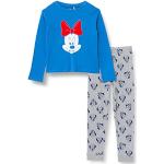 Blaue Entenhausen Minnie Maus Lange Kinderschlafanzüge aus Baumwolle für Mädchen für den für den Winter 