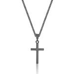 CERSLIMO Kette Kreuz Schwarz Halskette mit Kreuz A