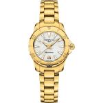 Goldene Elegante Wasserdichte Schweizer Chronometer Damenarmbanduhren matt aus Edelstahl ohne Ziffern mit Saphir mit Datumsanzeige mit Saphirglas-Uhrenglas mit Edelstahlarmband 