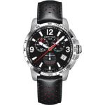 Schwarze Certina DS Podium Chronometer Armbanduhren mit Chronograph-Zifferblatt mit Laptimer mit Lederarmband zum Sport 