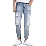 Dunkelblaue Y2K Ripped Jeans & Zerrissene Jeans mit Reißverschluss aus Denim für Herren Größe 5 XL 