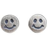 Silberne Punk Emoji Smiley Runde Damenohrstecker 