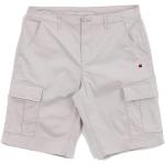 Graue Bestickte Cargo Shorts für Kinder & kurze Cargohosen für Kinder mit Klettverschluss aus Baumwolle 