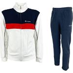 Champion Herren Legacy Sweatsuits Powerblend Terry Color Block Trainingsanzug, (Weiß/Marineblau), XL