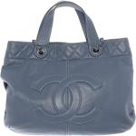 Hellblaue Chanel Lederhandtaschen mit Reißverschluss aus Leder für Damen 