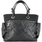 Schwarze Vintage Chanel Tote Bags & Henkeltaschen mit Innentaschen für Damen 