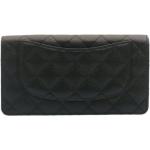 Schwarze Vintage Chanel Damenbrieftaschen aus Leder 
