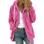 Pinke Elegante Fleecejacken mit Kapuze mit Reißverschluss aus Pelz für Damen Größe 3 XL für Partys für den für den Herbst 