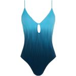 Blaue Badeanzüge mit hohem Beinausschnitt mit Cutwork für Damen Größe M 