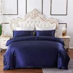 Reduzierte Marineblaue Unifarbene Moderne Bettwäsche Sets & Bettwäsche Garnituren mit Reißverschluss aus Satin maschinenwaschbar 240x220 