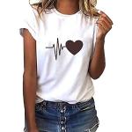 Schwarze Casual Langärmelige Katzen-Shirts mit Herz-Motiv aus Baumwolle für Damen Größe L für den für den Sommer 