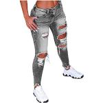 Hellgraue Elegante Ripped Jeans & Zerrissene Jeans mit Reißverschluss aus Softshell für Damen Größe 5 XL 