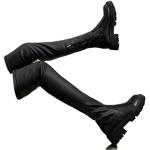 Schwarze Damenoverkneestiefel aus Leder leicht Größe 42 für den für den Winter 