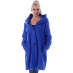 Royalblaue Unifarbene Oversize Charis Moda Midi Wollmäntel aus Polyester für Damen Einheitsgröße für den für den Herbst 