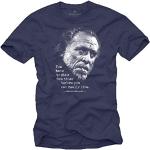 Charles Bukowski Zitate T-Shirt Herren - You Have to die - Sprüche T-Shirts Männer Blau XXL