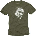 Charles Bukowski Zitate T-Shirt Herren - You Have to die - Sprüche T-Shirts Männer Grün M