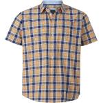 Gelbe Karo Kurzärmelige Kentkragen Hemden mit Kent-Kragen mit Knopf aus Baumwolle für Herren Größe 5 XL Große Größen 