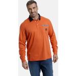 Reduzierte Orange Unifarbene Langärmelige Kentkragen Langarm-Poloshirts mit Knopf aus Baumwolle für Herren Größe 7 XL 